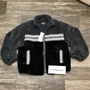 NWT UGG Women's Marlene Sherpa Jacket Heritage Braid Black Size Small RET $198